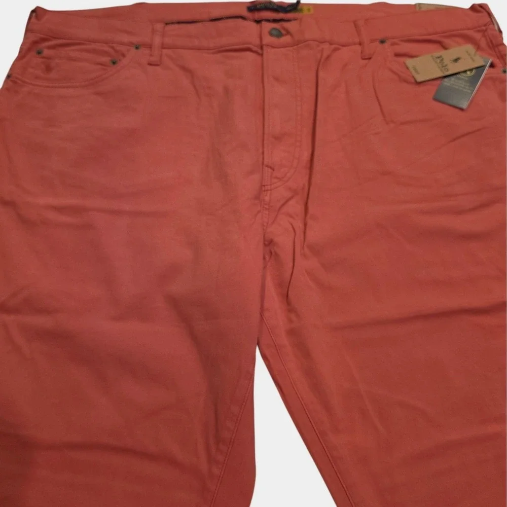 Polo Ralph Lauren Mens Varick Slim Straight Pants Red Salmon Pink 48B x 30